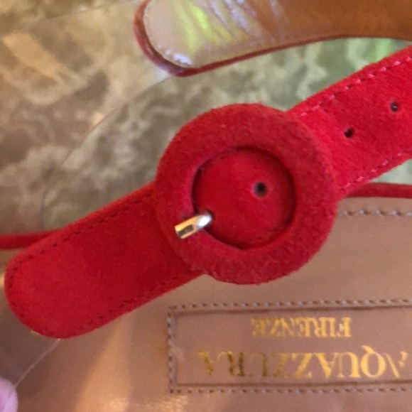 ❌SOLD❌Aquazzura Red Suede & PVC Slingback Block Heel (Size 40.5 IT) - Picture 11 of 13